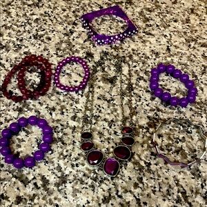 Purple purple Elegant Purple and Red Jewelry Set